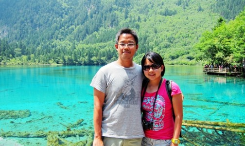 Cyrstal clear water at Jiuzhaigou National Park due to its high concentration of calcium carbonate